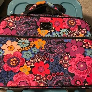 Vera Bradley Pink Floral Rolling Carry-On Bag Retractable Handle